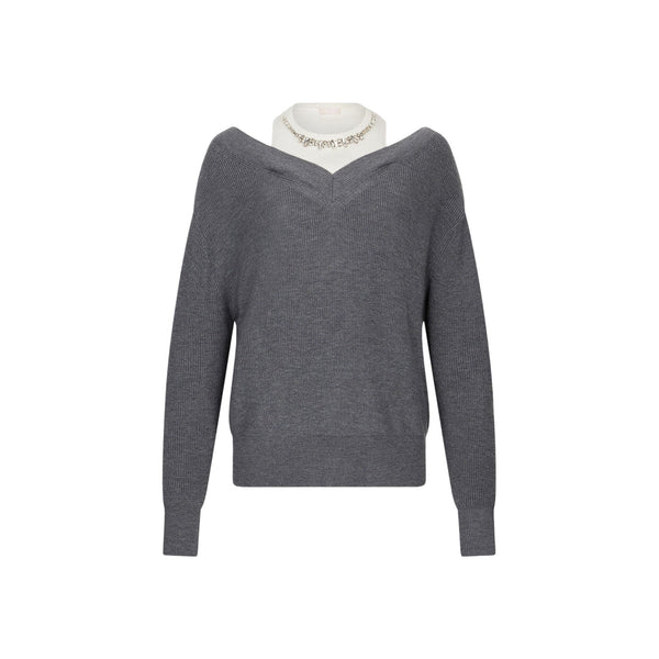 Liu Jo Maglia Maglione Donna con ricami gioiello XS A25 - LIU.JOMF5126MA85Q - 03738 - XS - Francavilla Moda